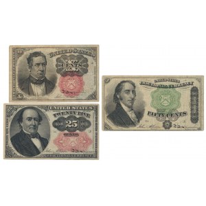 USA, zestaw 10 - 50 centów 1874 (3 szt.)