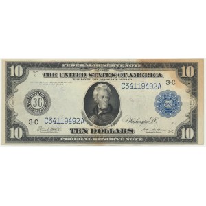 USA, Blue Seal, 10 Dollars 1914 - White & Mellon
