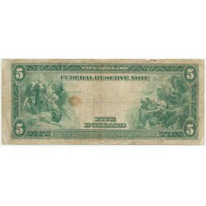 USA, Blue Seal, 5 Dollars 1914 - White & Mellon