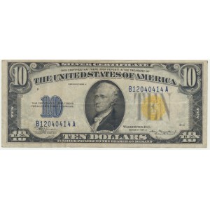 USA, Yellow Seal North Africa Silver Certificates, 10 Dollars 1934 - A -