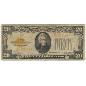 USA, Gold Certificate, 20 dolarów 1928 - Woods & Mellon
