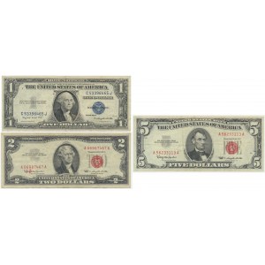 USA, group of 1-5 Dollars 1935-63 (3 pcs)