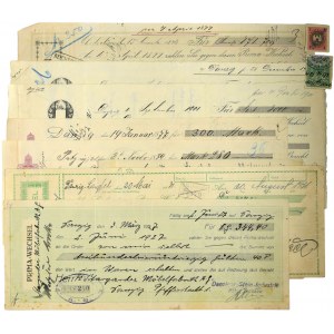 Danzig, group of bills of exchange 1877-1931 (7 pcs) + znaczki (2 pcs.)