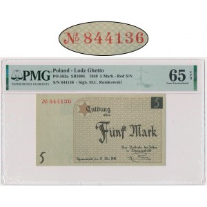 5 marek 1940 - numerator czerwony - PMG 65 EPQ
