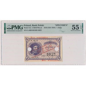 1 złoty 1919 - WZÓR - S.46 B - PMG 55 EPQ