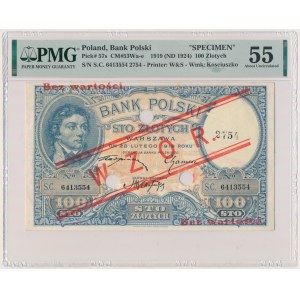 100 złotych 1919 - WZÓR - PMG 55 - niski nadruk
