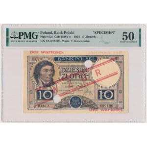 10 złotych 1924 - WZÓR - II EM.A - PMG 50