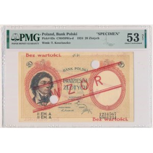 20 złotych 1924 II EM.A Specimen - PMG 30