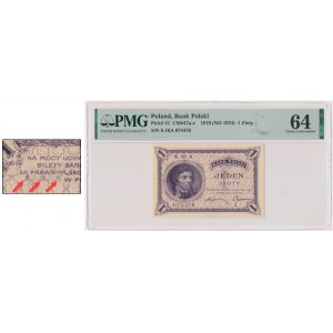 1 złoty 1919 - S.16 A - PMG 64 - PIĘKNE - siatka giloszowa typ I
