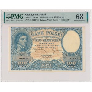 100 złotych 1919 - S.C - PMG 63 - PIĘKNY I NATURALNY