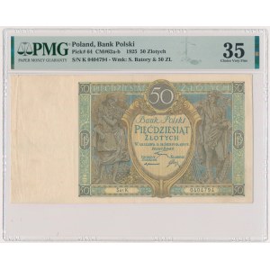 50 złotych 1925 - Ser. K - PMG 35 - rzadka i ładny