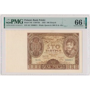 100 złotych 1932 - Ser.AC - zw. +X+ - PMG 66 EPQ