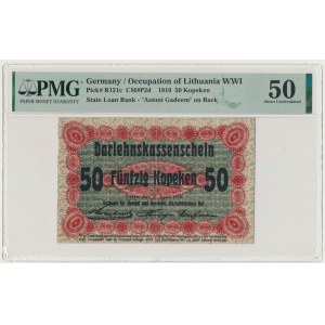 Poznań, 50 kopiejek 1916 - długa klauzula (P2b) - PMG 50 - RZADKA