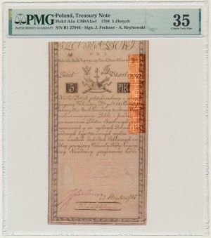 5 złotych 1794 - N.B 1 - PMG 35 - zw. J Honig