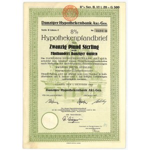 Gdańsk, Danziger Hypothekenbank AG, 8% list zastawny 1925, seria II, 20 funtów