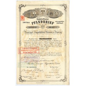 Gdańskie Towarzystwo Hipoteczne, 3,5% list zastawny na 200 marek 1889 - BARDZO RZADKA