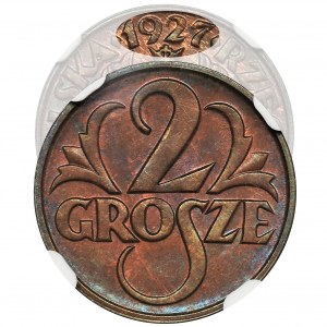 2 grosze 1927 - NGC MS64 BN - RZADKIE