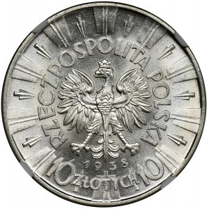 Piłsudski, 10 złotych 1938 - NGC MS61