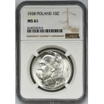 Piłsudski, 10 złotych 1938 - NGC MS61