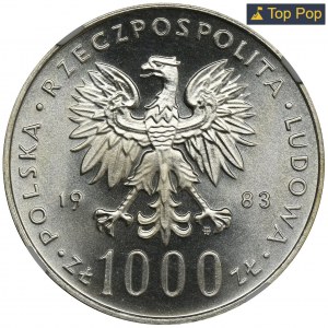 1.000 złotych 1983 Jan Paweł II - NGC MS69 - OKAZOWY