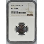 Free City of Danzig, 2 pfennige 1937 - NGC MS65 BN