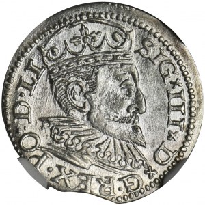 Sigismund III Vasa, 3 Groschen Riga 1595 - NGC MS63