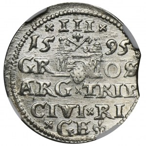 Sigismund III Vasa, 3 Groschen Riga 1595 - NGC MS63