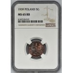 5 groszy 1939 - NGC MS65 RB