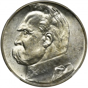 Piłsudski, 10 złotych 1937 - NGC MS63