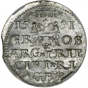 Zygmunt III Waza, Trojak Ryga 1591 - NGC MS61