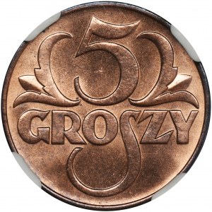 5 groszy 1938 - NGC MS66 RD