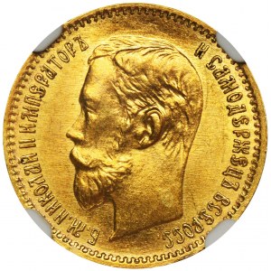 Russia, Nicholas II, 5 Rouble Petersburg 1902 A•P - NGC MS62