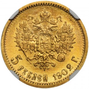 Rosja, Mikołaj II, 5 Rubli Petersburg 1902 A•P - NGC MS62