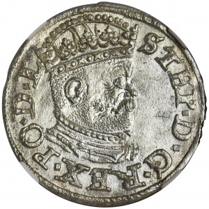 Stephan Batory, 3 Groschen Riga 1586 - NGC MS64