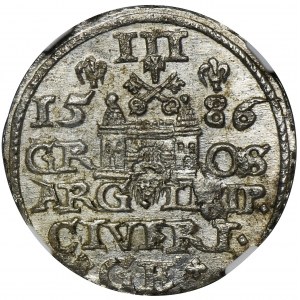 Stephan Batory, 3 Groschen Riga 1586 - NGC MS64