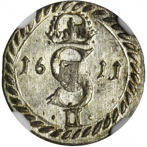 Sigismund III Vasa, 2 Denarius Vilnius 1611 - NGC MS63