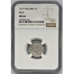 Sigismund III Vasa, Schilling Vilnius 1617 - NGC MS64