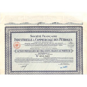 Societe Francaise Industrielle & Commerciale des Petroles - akcja na 500 franków