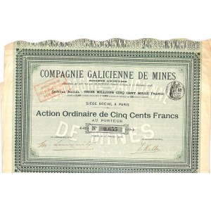 Compagnie Galicienne de Mines - akcja 500 franków