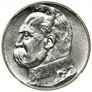 Piłsudski, 10 złotych 1937 - NGC MS60