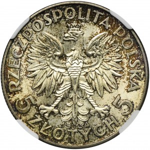 Głowa Kobiety, 5 złotych 1934 - NGC MS64 - WYŚMIENITA
