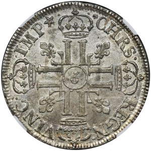Francja, Ludwik XIV Wielki, Écu aux 8L Rennes 1691 - NGC MS61 - RZADKIE