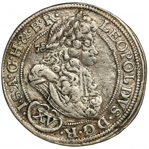 Silesia, Habsburg rule, Leopold I, 15 Kreuzer Brieg 1694 CB