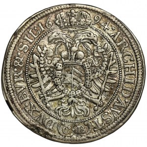 Silesia, Habsburg rule, Leopold I, 15 Kreuzer Brieg 1694 CB