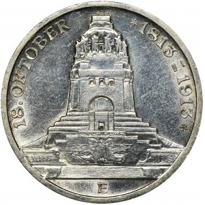 Germany, Saxony, Friedrich August III, 3 Mark Muldenhütten 1913 E