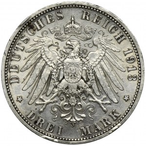 Germany, Prussia, Wilhelm II, 3 Mark Berlin 1913 A
