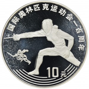 Chiny, 10 Yuan 1993 - Stulecie Olimpiady - Szermierka