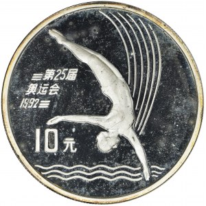 Chiny, 10 Yuan 1990 - Olimpiada Barcelona 1992 - Skoki do wody