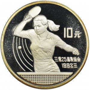 Chiny, 10 Yuan 1992 - Olimpiada Barcelona 1992 - Tenis stołowy