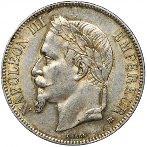 France, Napoleon III, 5 Francs Strasbourg 1867 BB
